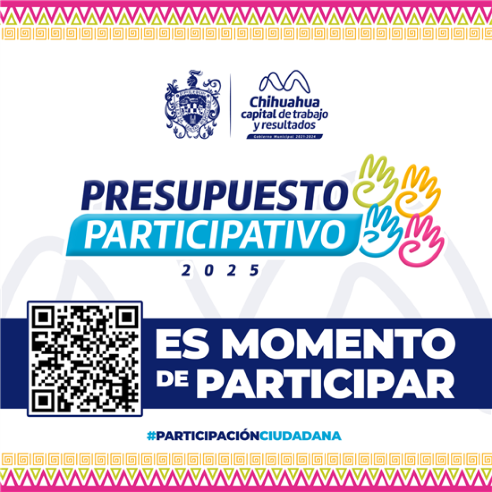 Para consultar la convocatoria completa ingresar al portal web del Gobierno Municipal en el apartado de la Dirección de Desarrollo Humano y Educación en el botón de Presupuesto Participativo: http://www.municipiochihuahua.gob.mx/DDHE/Presupuesto_Participativo.